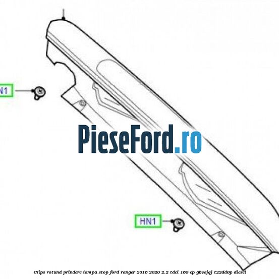 Clips rotund prindere lampa stop Ford Ranger 2016-2020 2.2 TDCi 160 cp GBVAJQJ, T22DD0P diesel