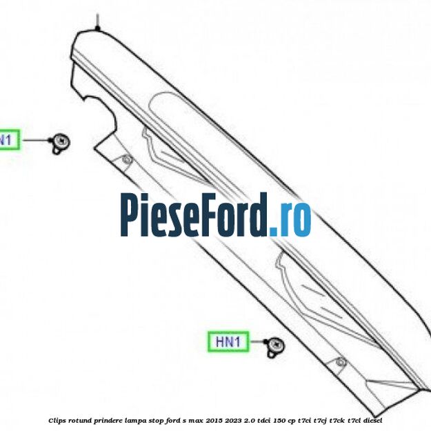 Clips rotund prindere lampa stop Ford S-Max 2015-2023 2.0 TDCi 150 cp T7CI, T7CJ, T7CK, T7CL diesel
