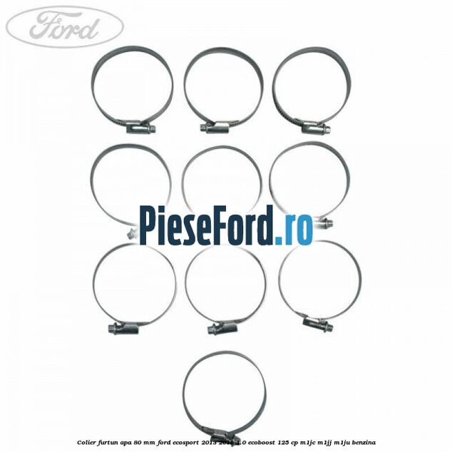 Colier furtun apa 80 mm Ford EcoSport 2013-2018 1.0 EcoBoost 125 cp M1JC, M1JJ, M1JU benzina