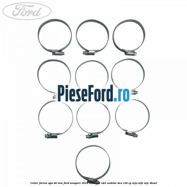 Colier furtun apa 80 mm Ford EcoSport 2019-2023 1.5 TDCi EcoBlue 4x4 125 cp ZTJA, ZTJB, ZTJC diesel