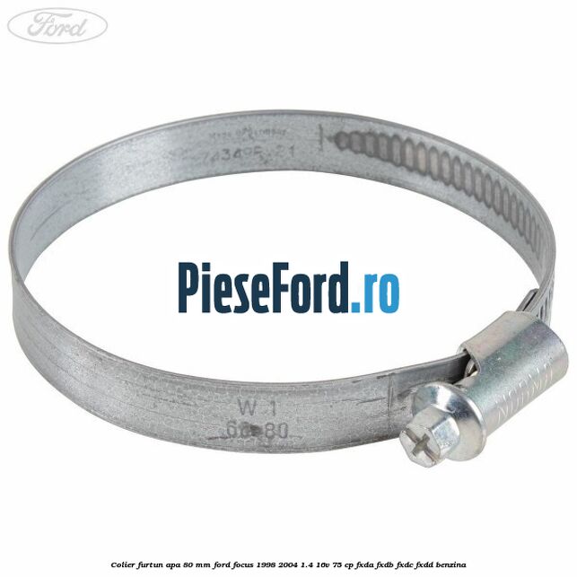 Colier furtun apa 80 mm Ford Focus 1998-2004 1.4 16V 75 cp FXDA, FXDB, FXDC, FXDD benzina