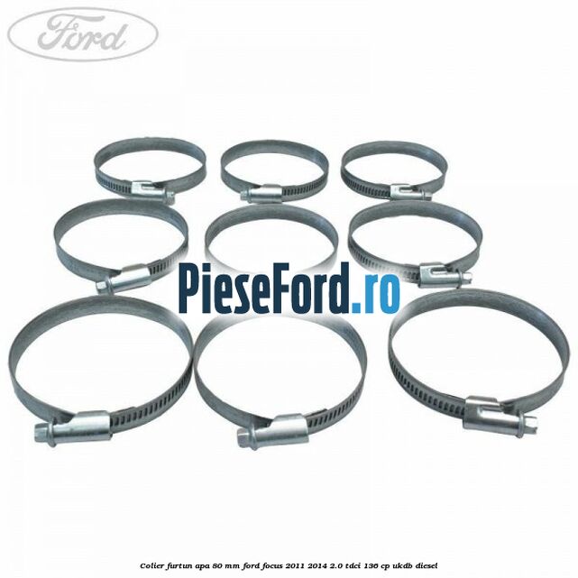Colier furtun apa 80 mm Ford Focus 2011-2014 2.0 TDCi 136 cp UKDB diesel