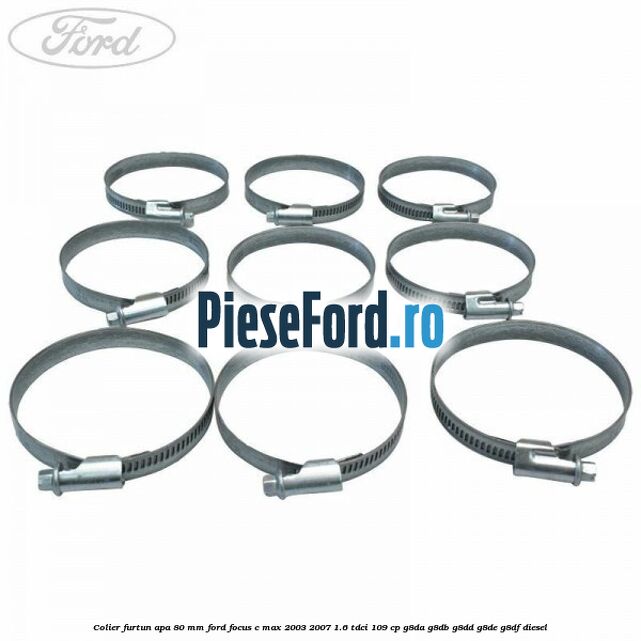 Colier furtun apa 80 mm Ford Focus C-Max 2003-2007 1.6 TDCi 109 cp G8DA, G8DB, G8DD, G8DE, G8DF diesel