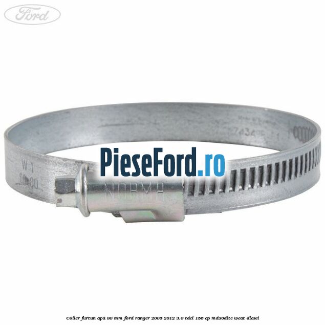 Colier furtun apa 80 mm Ford Ranger 2006-2012 3.0 TDCi 156 cp MD30DITC, WEAT diesel