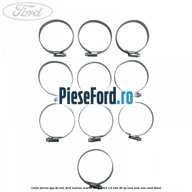 Colier furtun apa 80 mm Ford Tourneo Courier 2014-2018 1.5 TDCi 95 cp XVCA, XVCB, XVCC, XVCD diesel