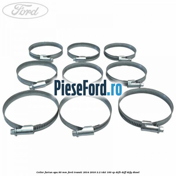 Colier furtun apa 80 mm Ford Transit 2014-2018 2.2 TDCi 100 cp DRF5, DRFF, DRFG diesel