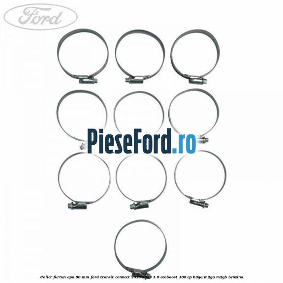Colier furtun apa 80 mm Ford Transit Connect 2019-2023 1.0 EcoBoost 100 cp B3GA, M2GA, M2GB benzina