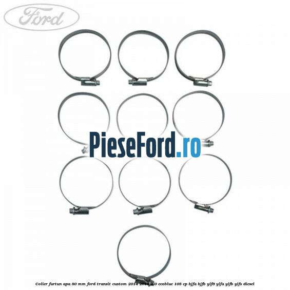 Colier furtun apa 80 mm Ford Transit Custom 2014-2018 2.0 EcoBlue 105 cp BJFA, BJFB, YLF6, YLFA, YLFB, YLFS diesel