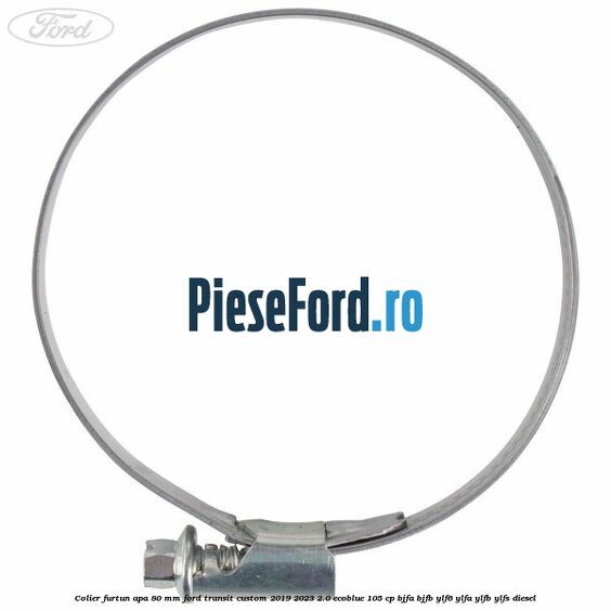 Colier furtun apa 80 mm Ford Transit Custom 2019-2023 2.0 EcoBlue 105 cp BJFA, BJFB, YLF6, YLFA, YLFB, YLFS diesel