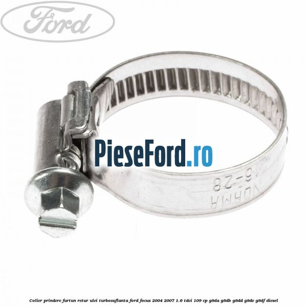Colier prindere furtun retur ulei turbosuflanta Ford Focus 2004-2007 1.6 TDCi 109 cp G8DA, G8DB, G8DD, G8DE, G8DF diesel
