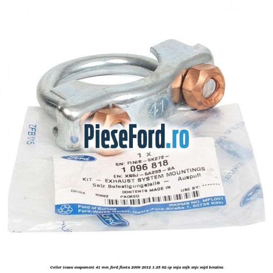 Colier teava esapament 41 MM Ford Fiesta 2008-2012 1.25 82 cp SNJA, SNJB, SNJC, SNJD benzina