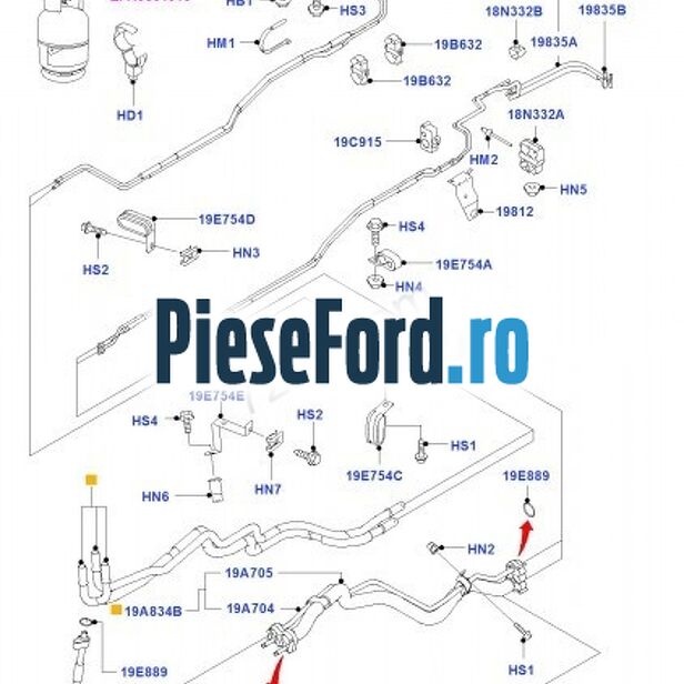 Conducta AC pentru sistem climatizare habitaclu pasager Ford Transit 2006-2014 2.2 TDCi RWD 100 cp DRRA, DRRB, DRRC diesel