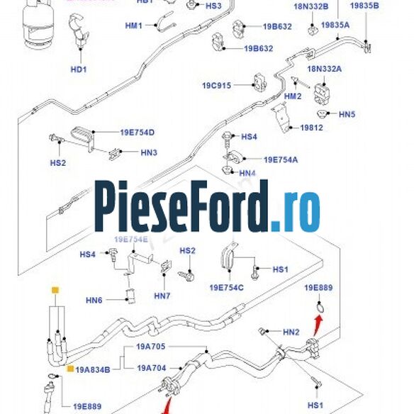 Conducta AC pentru sistem climatizare habitaclu pasager Ford Transit 2006-2014 2.4 TDCi 115 cp JXFA, JXFC diesel