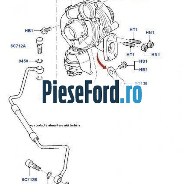 Conducta alimentare ulei turbosuflanta Ford C-Max 2007-2011 1.6 TDCi 101 cp Conducta alimentare ulei turbosuflanta Ford C-Max 2007-2011 1.6 TDCi 101 cp G8DC, MTDA diesel