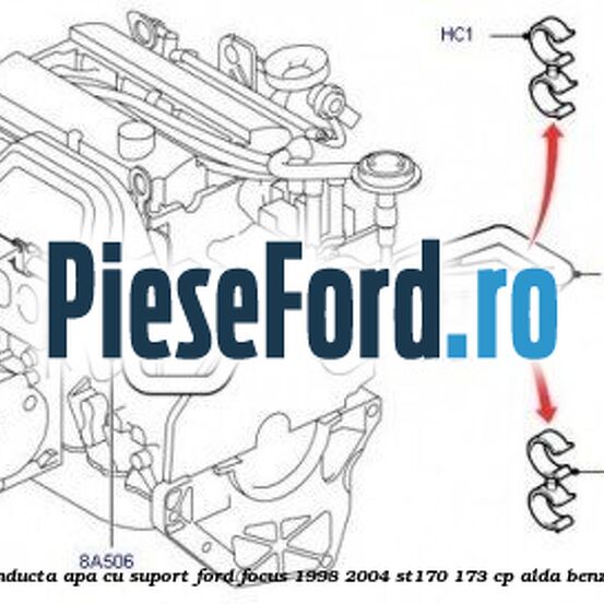 Conducta apa cu suport Ford Focus 1998-2004 ST170 173 cp Conducta apa cu suport Ford Focus 1998-2004 ST170 173 cp ALDA benzina