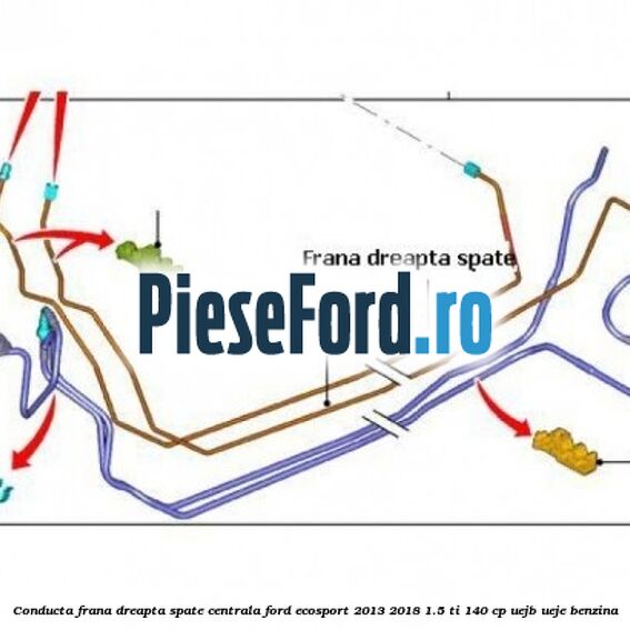 Conducta frana dreapta spate centrala Ford EcoSport 2013-2018 1.5 Ti 140 cp UEJB, UEJE benzina