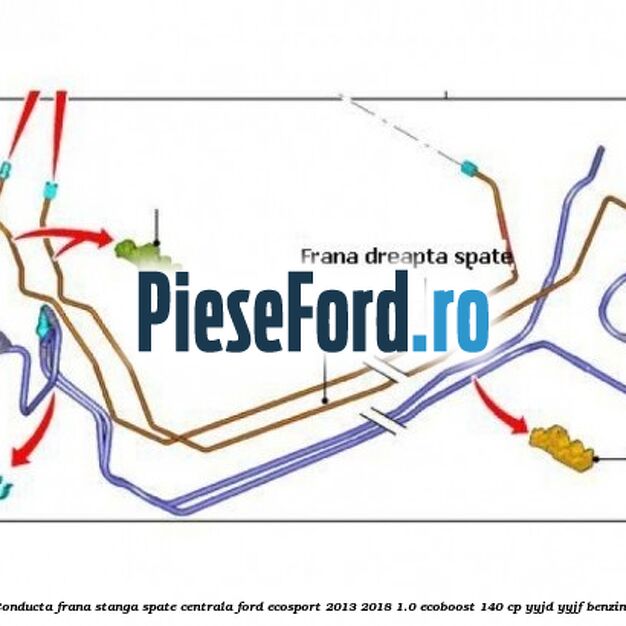 Conducta frana stanga spate centrala Ford EcoSport 2013-2018 1.0 EcoBoost 140 cp YYJD, YYJF benzina