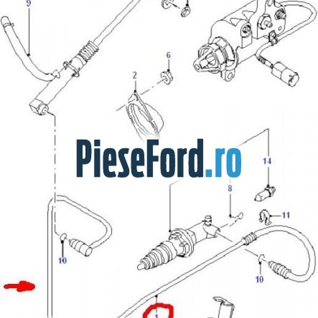 Conducta pompa ambreiaj Ford Transit 2000-2006 2.4 TDCi 137 cp H9FA diesel