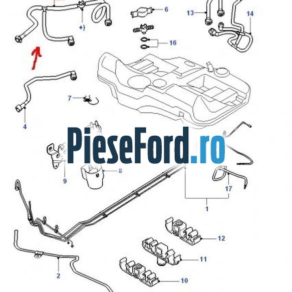 Conducta retur filtru combustibil Ford Mondeo 2000-2007 2.0 TDCi 131 cp FMBA, N7BA, N7BB diesel