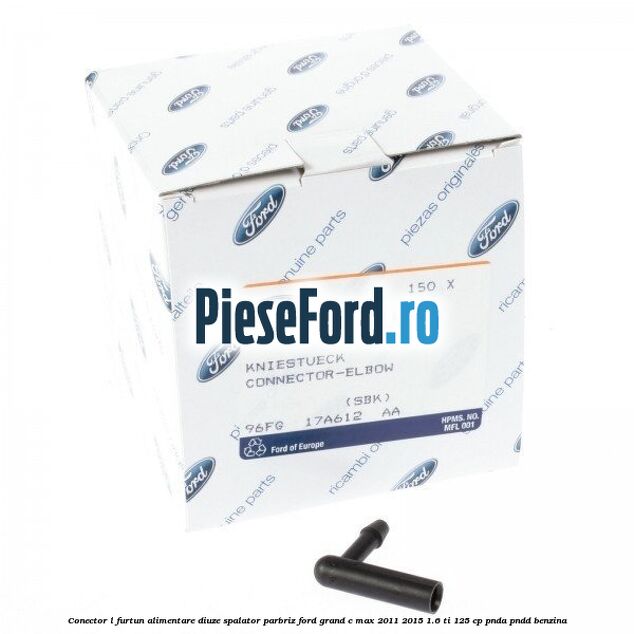 Conector L furtun alimentare diuze spalator parbriz Ford Grand C-Max 2011-2015 1.6 Ti 125 cp PNDA, PNDD benzina