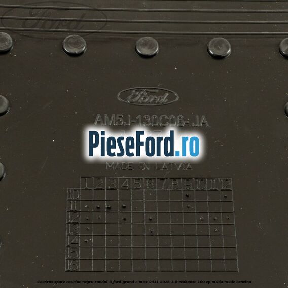 Covoras spate cauciuc negru, randul 3 Ford Grand C-Max 2011-2015 1.0 EcoBoost 100 cp M2DA, M2DC benzina