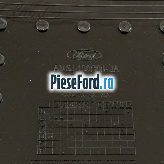 Covoras spate cauciuc negru, randul 3 Ford Grand C-Max 2011-2015 2.0 TDCi 115 cp TYDA diesel