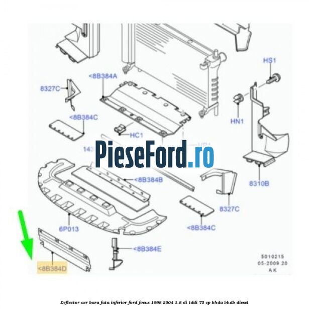 Deflector aer bara fata inferior Ford Focus 1998-2004 1.8 DI/TDDi 75 cp BHDA, BHDB diesel