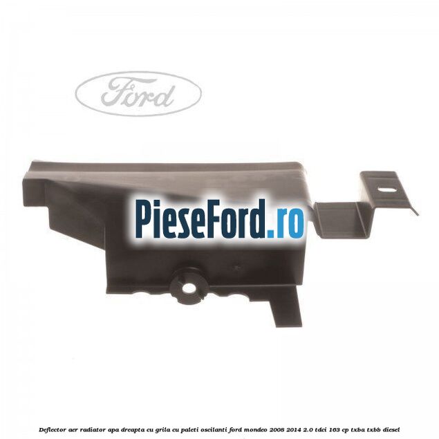 Deflector aer radiator apa dreapta cu grila cu paleti oscilanti Ford Mondeo 2008-2014 2.0 TDCi 163 cp TXBA, TXBB diesel