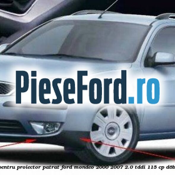 Deflector pietre negru pentru proiector patrat Ford Mondeo 2000-2007 2.0 TDDI 115 cp D6BA, HJBA, HJBB, HJBC diesel