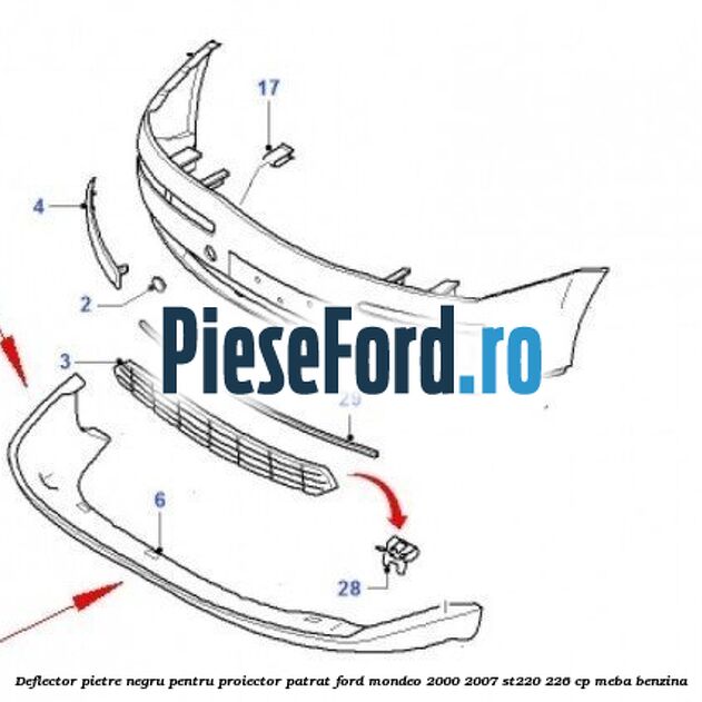 Deflector pietre negru pentru proiector patrat Ford Mondeo 2000-2007 ST220 226 cp Deflector pietre negru pentru proiector patrat Ford Mondeo 2000-2007 ST220 226 cp MEBA benzina