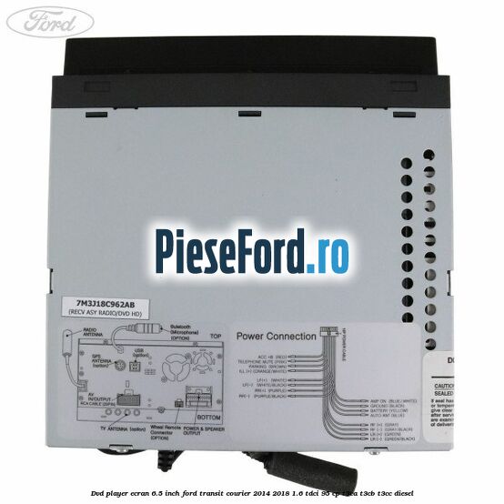 DVD player ecran 6.5 inch Ford Transit Courier 2014-2018 1.6 TDCi 95 cp T3CA, T3CB, T3CC diesel