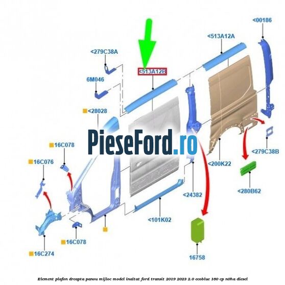 Element plafon dreapta panou mijloc model inaltat Ford Transit 2019-2023 2.0 EcoBlue 160 cp Element plafon dreapta panou mijloc model inaltat Ford Transit 2019-2023 2.0 EcoBlue 160 cp N0HA diesel