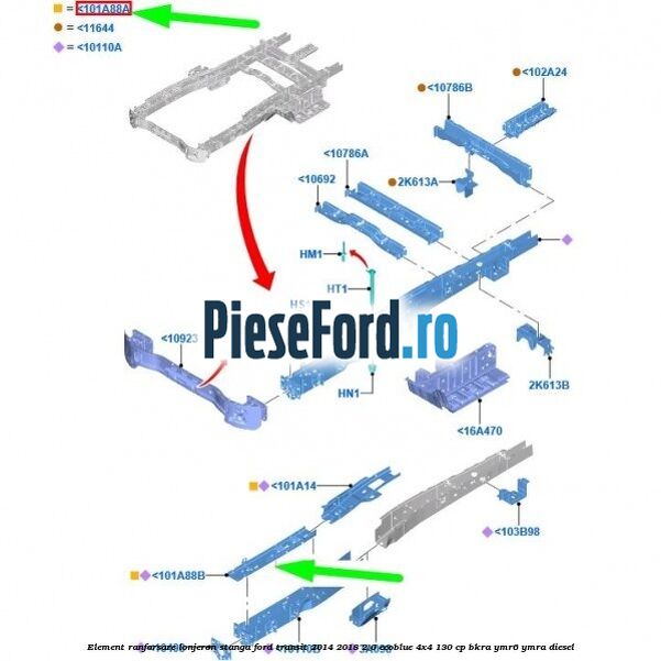 Element ranforsare lonjeron stanga Ford Transit 2014-2018 2.0 EcoBlue 4x4 130 cp Element ranforsare lonjeron stanga Ford Transit 2014-2018 2.0 EcoBlue 4x4 130 cp BKRA, YMR6, YMRA diesel