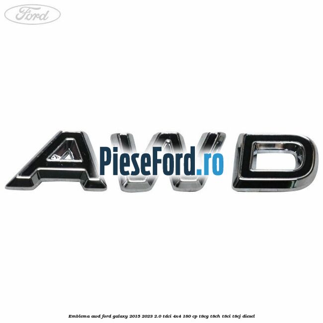 Emblema AWD Ford Galaxy 2015-2023 2.0 TDCi 4x4 180 cp T8CG, T8CH, T8CI, T8CJ diesel
