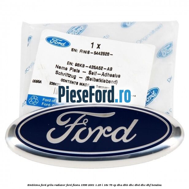 Emblema Ford grila radiator Ford Fiesta 1996-2001 1.25 i 16V 75 cp DHA, DHB, DHC, DHD, DHE, DHF benzina
