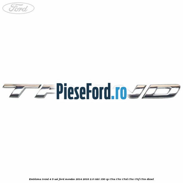 Emblema Trend 4/5 usi Ford Mondeo 2014-2018 2.0 TDCi 150 cp T7CA, T7CC, T7CD, T7CE, T7CF, T7CN diesel