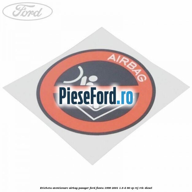 Eticheta atentionare airbag pasager Ford Fiesta 1996-2001 1.8 D 60 cp RTJ, RTK diesel