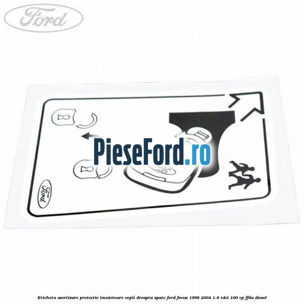 Eticheta avertizare protectie incuietoare copii dreapta spate Ford Focus 1998-2004 1.8 TDCi 100 cp FFDA diesel