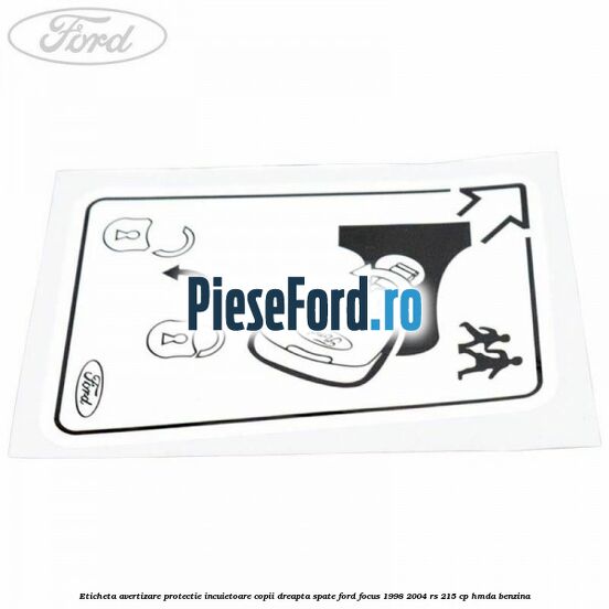 Eticheta avertizare protectie incuietoare copii dreapta spate Ford Focus 1998-2004 RS 215 cp HMDA benzina