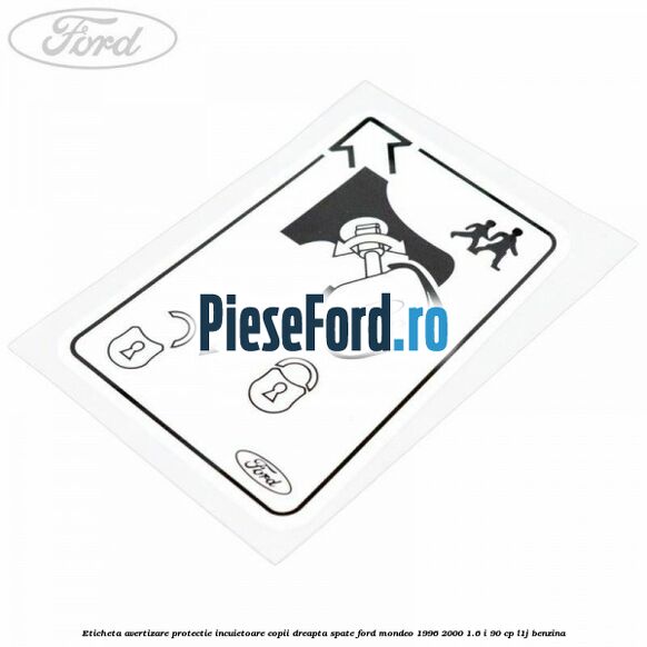 Eticheta avertizare protectie incuietoare copii dreapta spate Ford Mondeo 1996-2000 1.6 i 90 cp L1J benzina