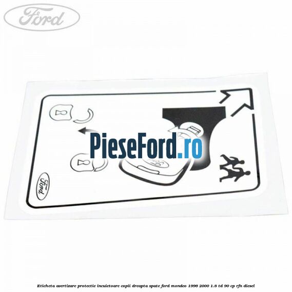 Eticheta avertizare protectie incuietoare copii dreapta spate Ford Mondeo 1996-2000 1.8 TD 90 cp RFN diesel