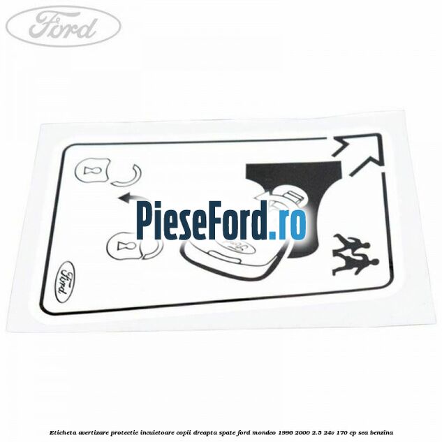 Eticheta avertizare protectie incuietoare copii dreapta spate Ford Mondeo 1996-2000 2.5 24V 170 cp SEA benzina
