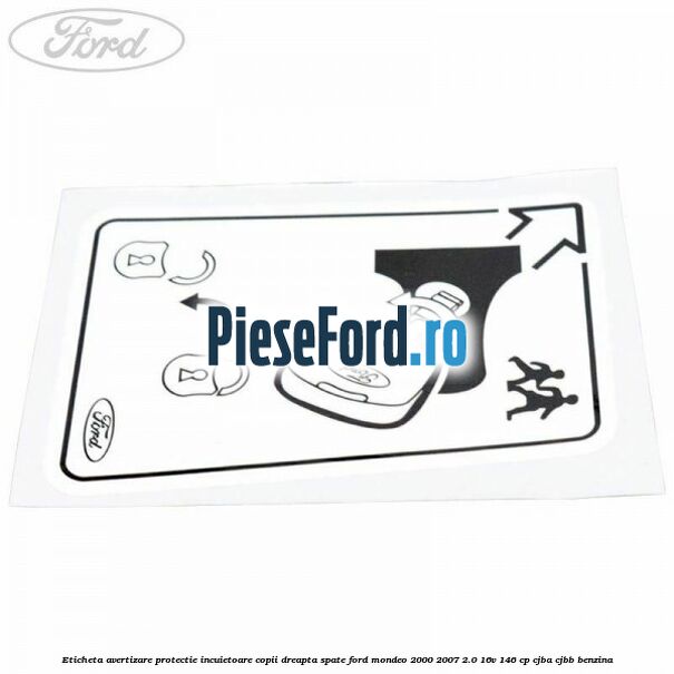Eticheta avertizare protectie incuietoare copii dreapta spate Ford Mondeo 2000-2007 2.0 16V 146 cp CJBA, CJBB benzina