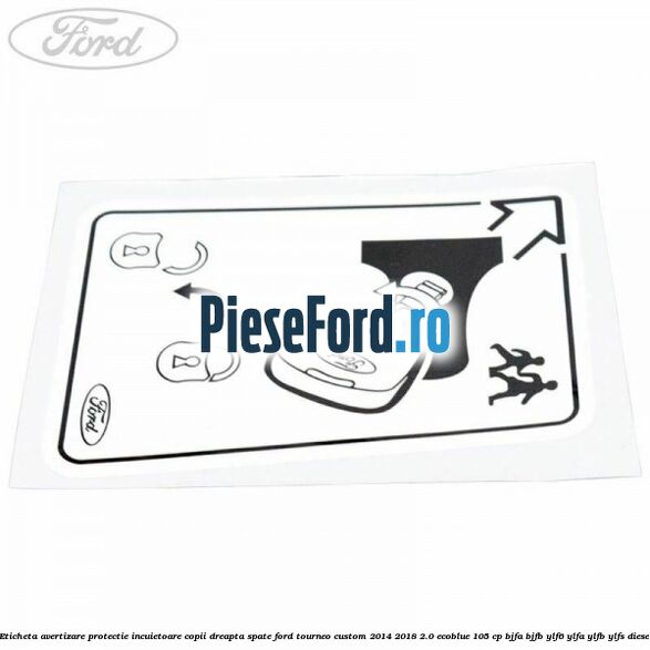 Eticheta avertizare protectie incuietoare copii dreapta spate Ford Tourneo Custom 2014-2018 2.0 EcoBlue 105 cp BJFA, BJFB, YLF6, YLFA, YLFB, YLFS diesel