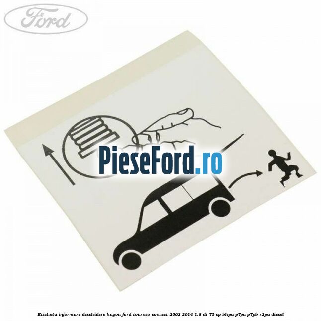 Eticheta informare deschidere hayon Ford Tourneo Connect 2002-2014 1.8 Di 75 cp BHPA, P7PA, P7PB, R2PA diesel