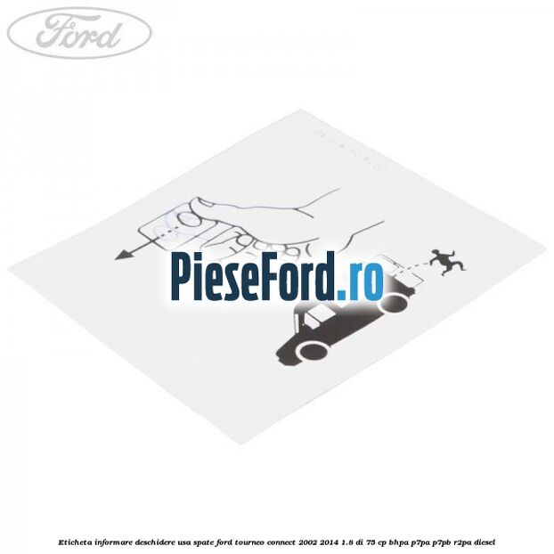 Eticheta informare deschidere usa spate Ford Tourneo Connect 2002-2014 1.8 Di 75 cp BHPA, P7PA, P7PB, R2PA diesel