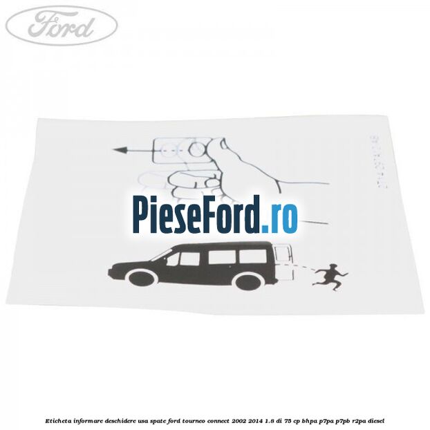 Eticheta informare deschidere usa spate Ford Tourneo Connect 2002-2014 1.8 Di 75 cp BHPA, P7PA, P7PB, R2PA diesel