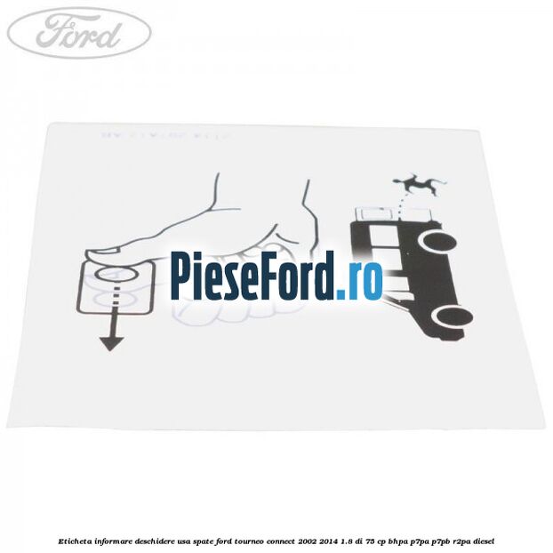 Eticheta informare deschidere usa spate Ford Tourneo Connect 2002-2014 1.8 Di 75 cp BHPA, P7PA, P7PB, R2PA diesel