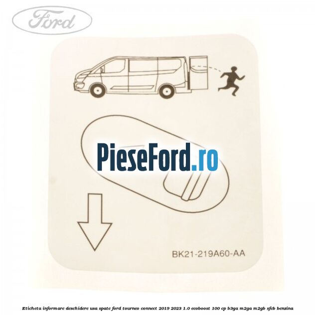 Eticheta informare deschidere usa spate Ford Tourneo Connect 2019-2023 1.0 EcoBoost 100 cp B3GA, M2GA, M2GB, SFCB benzina