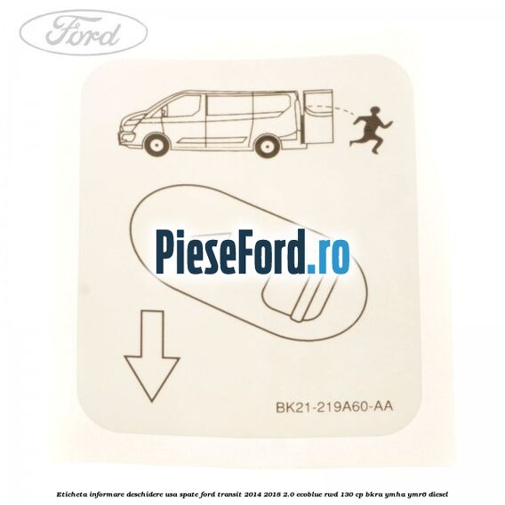 Eticheta informare deschidere usa spate Ford Transit 2014-2018 2.0 EcoBlue RWD 130 cp BKRA, YMHA, YMR6 diesel